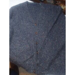 ClayBrooke XL Acrylic Blend Chunky Knit Sweater Cardigan Blue Button Front